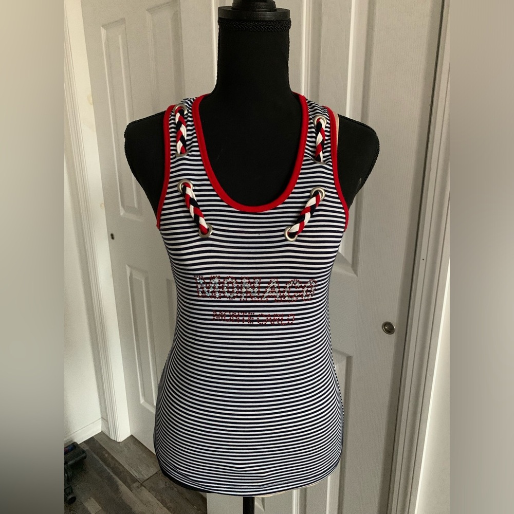 Monaco /Monte -Carlo summer top with gems and rope trim- XS